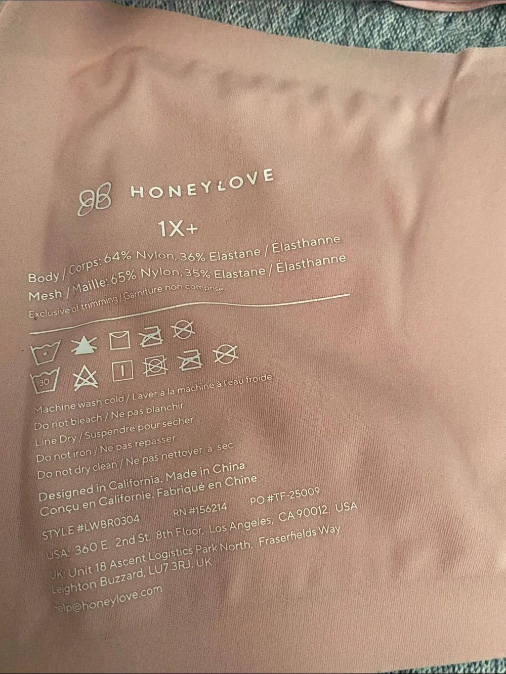 Honeylove Crossover Hard to find size 1x+ suitable D cup. Light Pink Padded Bra